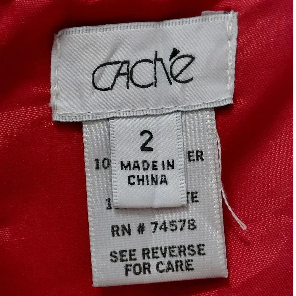 Cache Acetate Blend Red Sheath Short Lined Dress Women Size 2